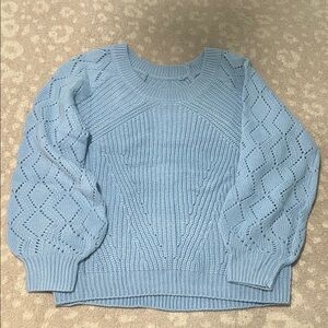 Women's Blue Knit Sweater with bubble sleeves NWOT